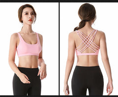 Fitness Sports Bra Push Up Cross Back Shockproof Running Gym Training Workout Yoga Underwear Crop Tops Mssza