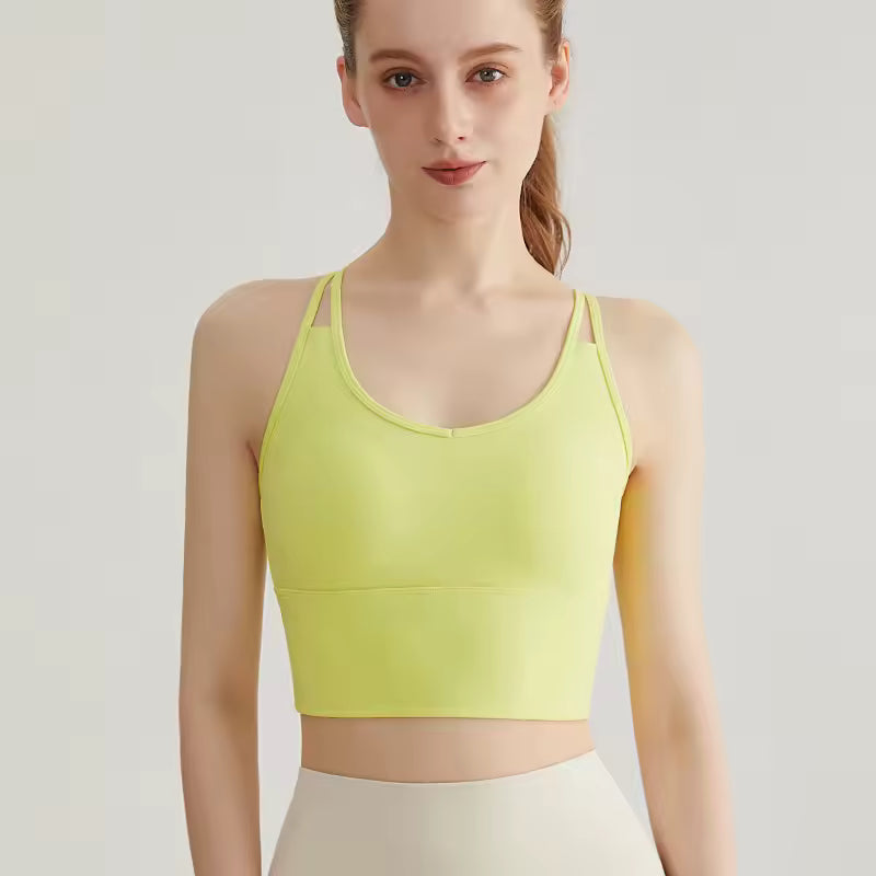 Fitness Strap High Support Running Workout Halter Yoga Bra Mssza