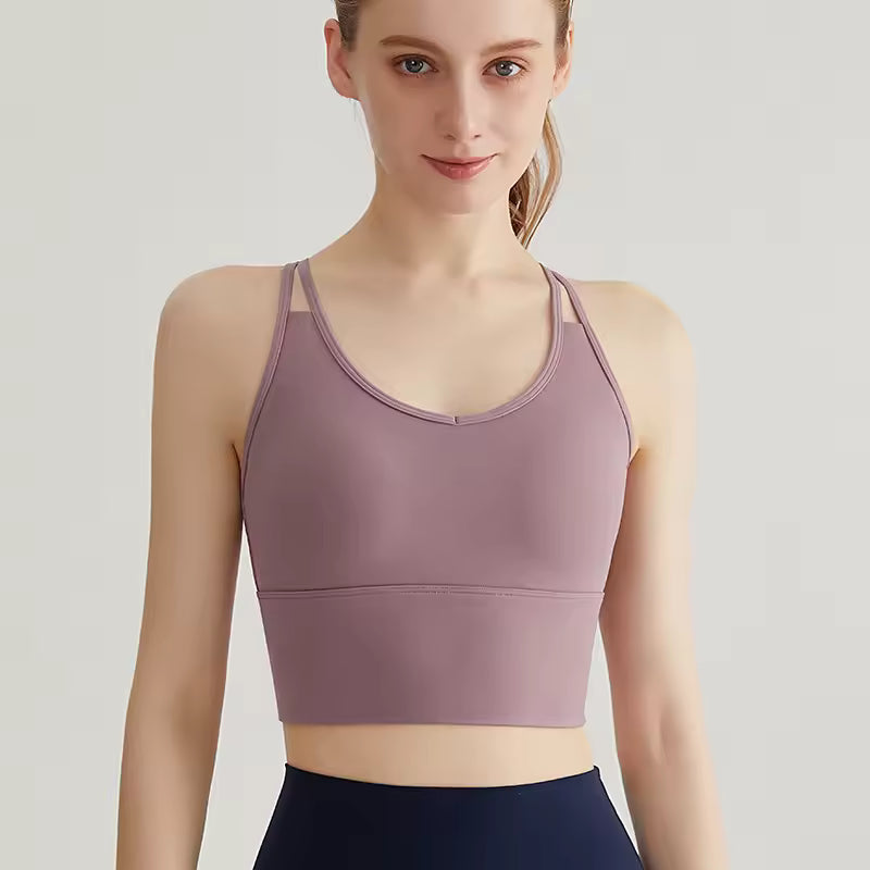 Fitness Strap High Support Running Workout Halter Yoga Bra Mssza