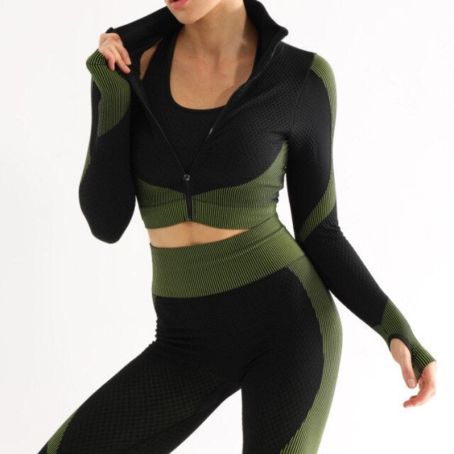 Fitness Suits Yoga Outfits 3pcs Sets Mssza