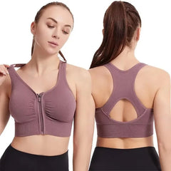 Fitness Top Front Zipper Design Fashionable Yoga Gym Sports Bra Mssza