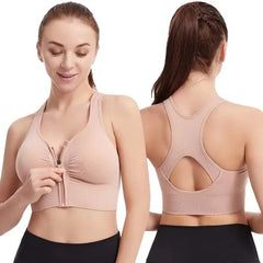 Fitness Top Front Zipper Design Fashionable Yoga Gym Sports Bra Mssza
