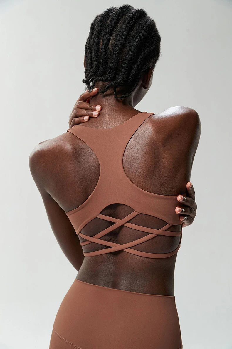 Fitness Yoga Buttery Soft Gathered Push Up Sports Underwear High Imapact Gym Crop Top Mssza