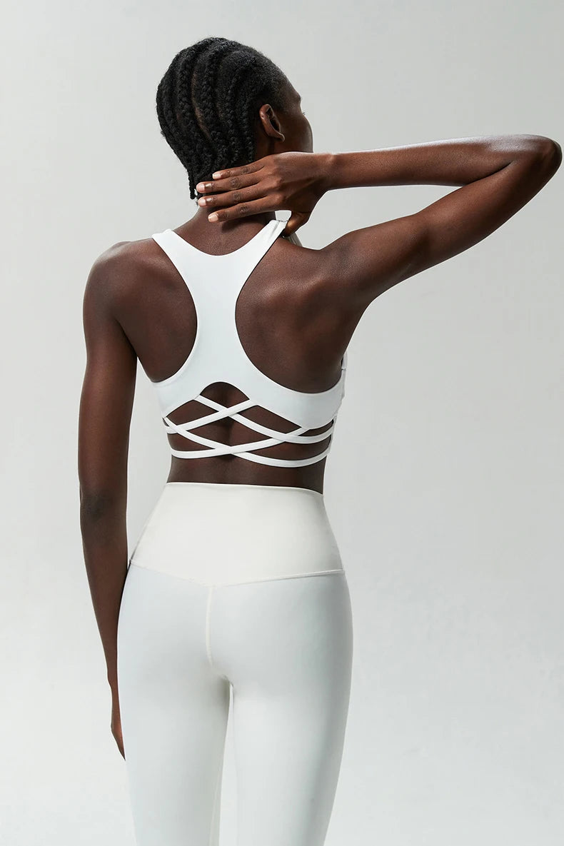 Fitness Yoga Buttery Soft Gathered Push Up Sports Underwear High Imapact Gym Crop Top Mssza