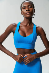 Fitness Yoga Buttery Soft Gathered Push Up Sports Underwear High Imapact Gym Crop Top Mssza