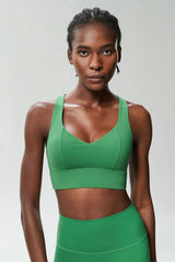 Fitness Yoga Buttery Soft Gathered Push Up Sports Underwear High Imapact Gym Crop Top Mssza