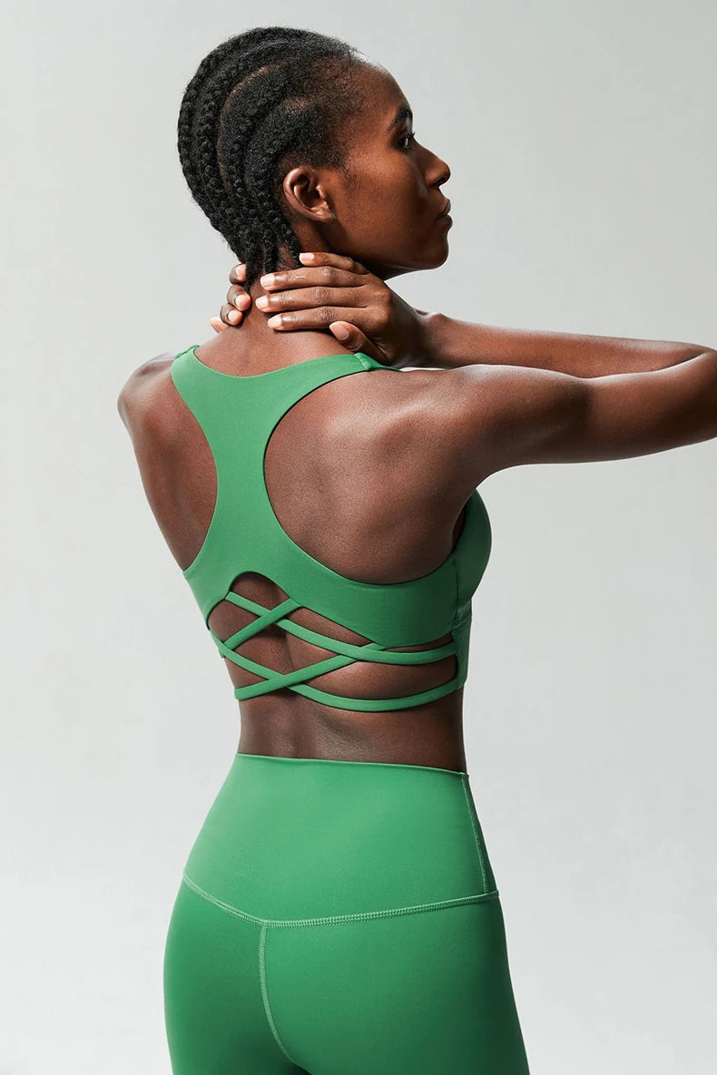 Fitness Yoga Buttery Soft Gathered Push Up Sports Underwear High Imapact Gym Crop Top Mssza