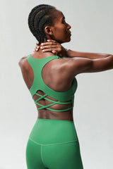 Fitness Yoga Buttery Soft Gathered Push Up Sports Underwear High Imapact Gym Crop Top Mssza