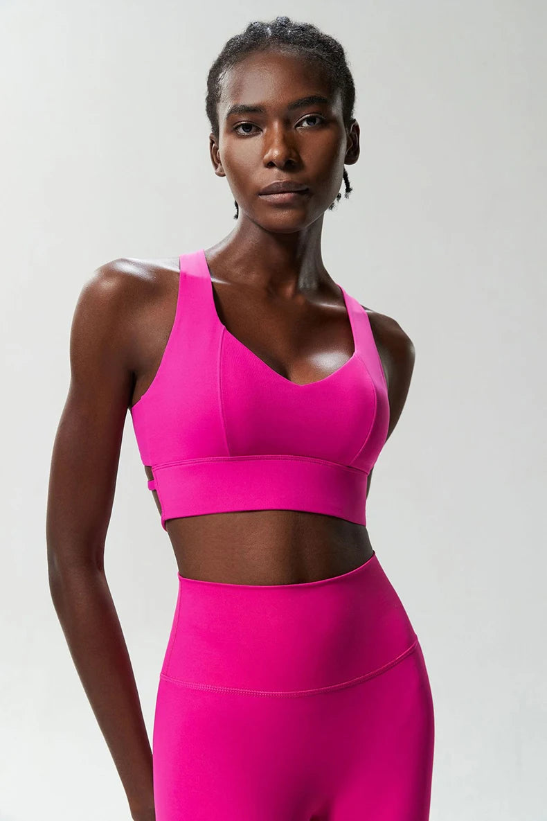 Fitness Yoga Buttery Soft Gathered Push Up Sports Underwear High Imapact Gym Crop Top Mssza