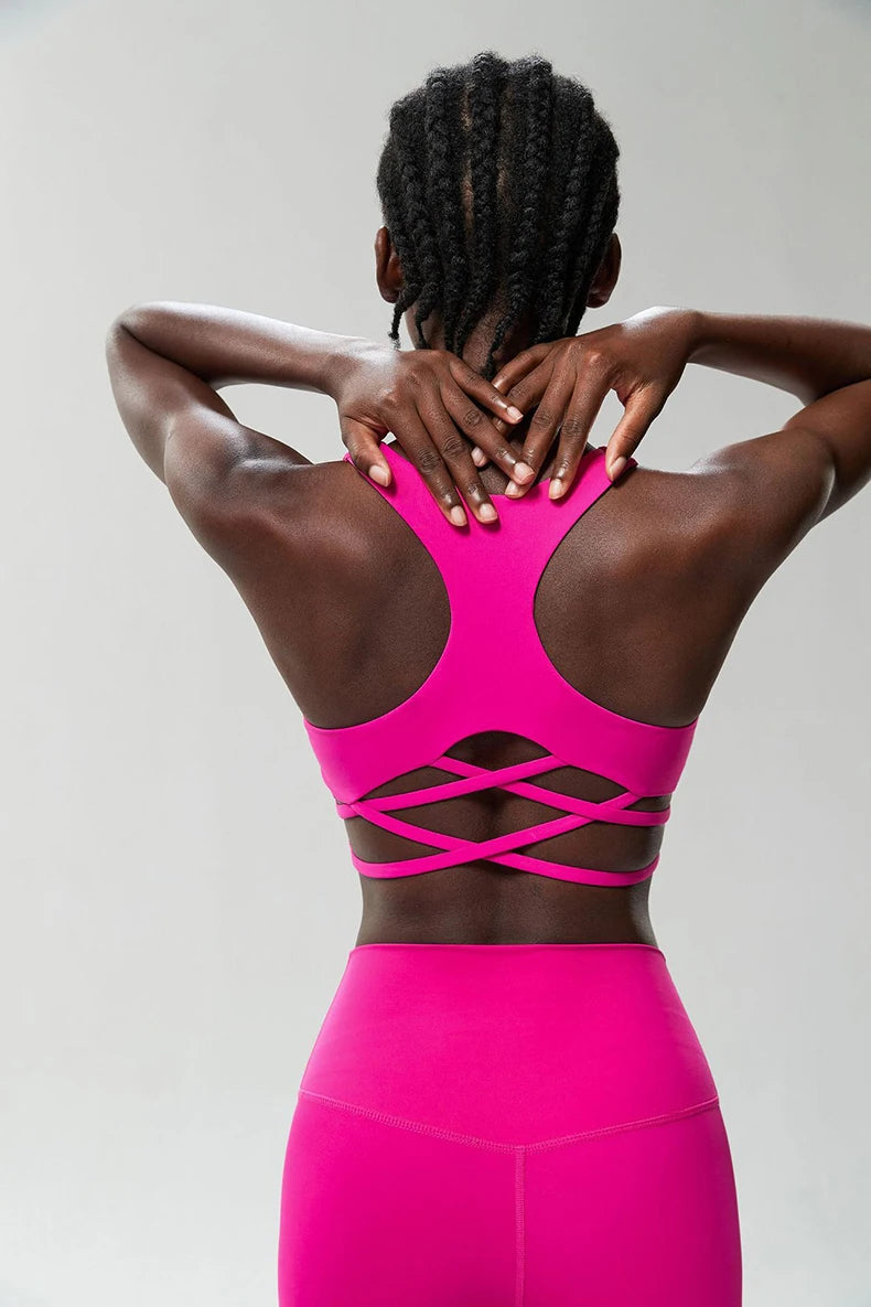 Fitness Yoga Buttery Soft Gathered Push Up Sports Underwear High Imapact Gym Crop Top Mssza