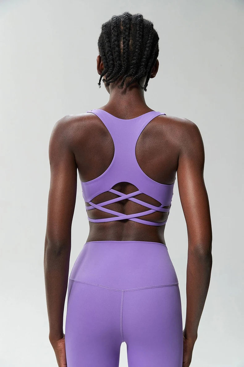 Fitness Yoga Buttery Soft Gathered Push Up Sports Underwear High Imapact Gym Crop Top Mssza