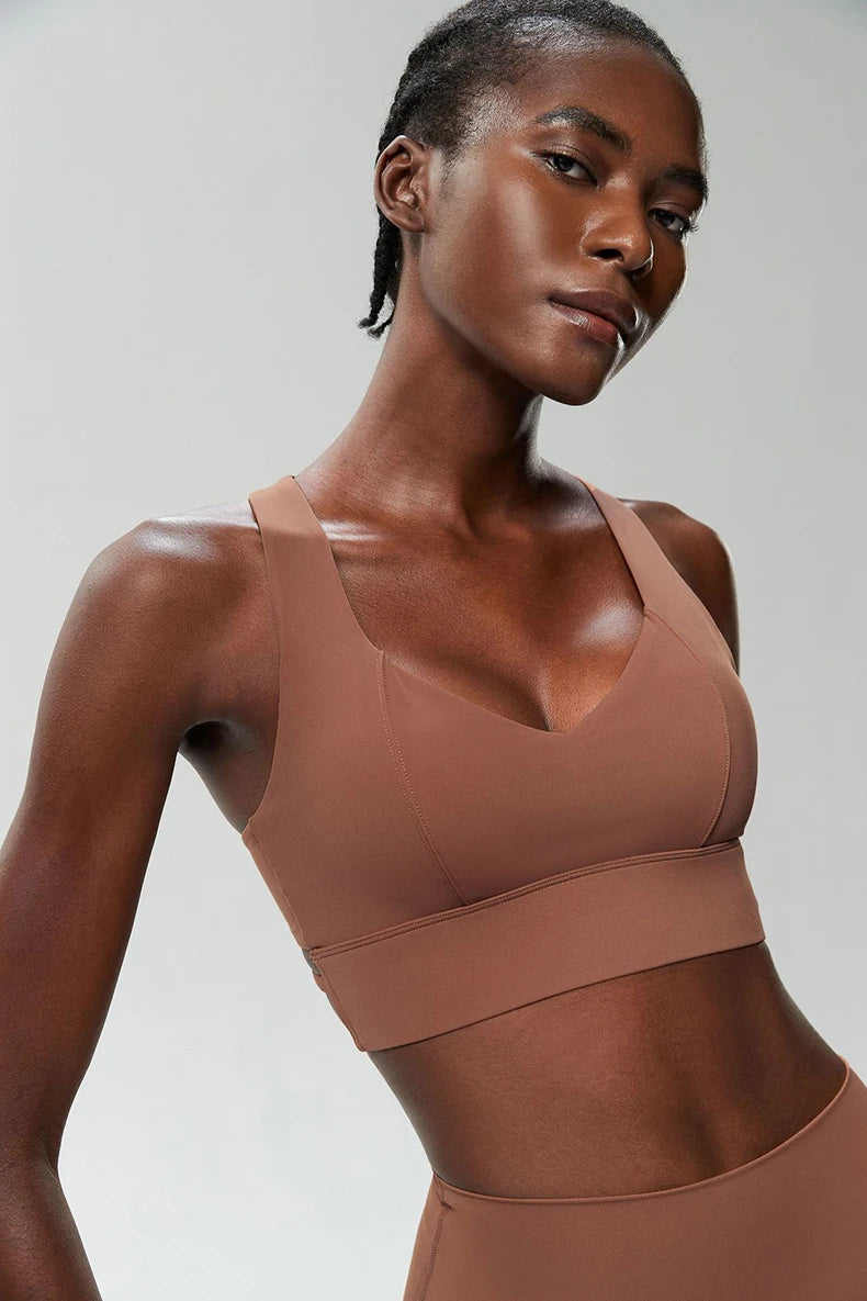 Fitness Yoga Buttery Soft Gathered Push Up Sports Underwear High Imapact Gym Crop Top Mssza