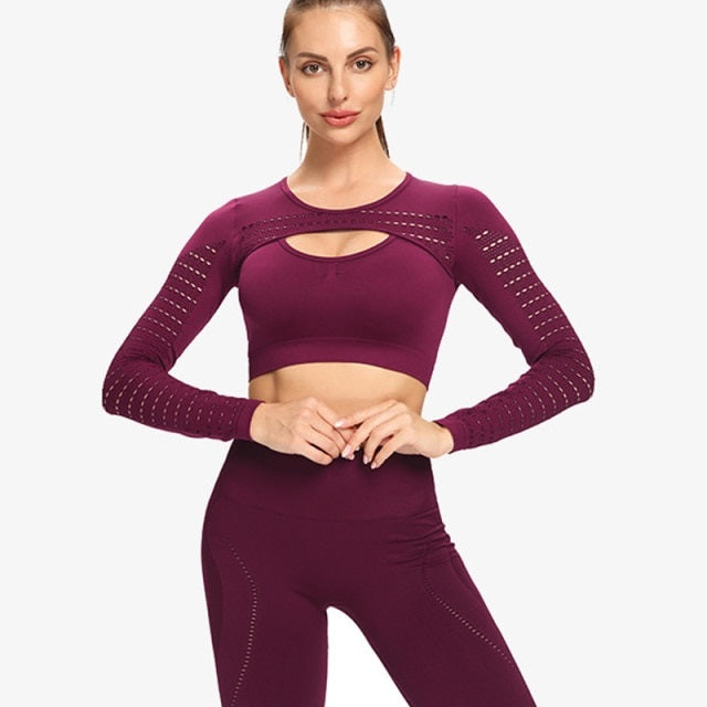 Fitness Yoga Set 2-Piece Leggings Push Up Pants Suit Sportswear Athletic Mssza