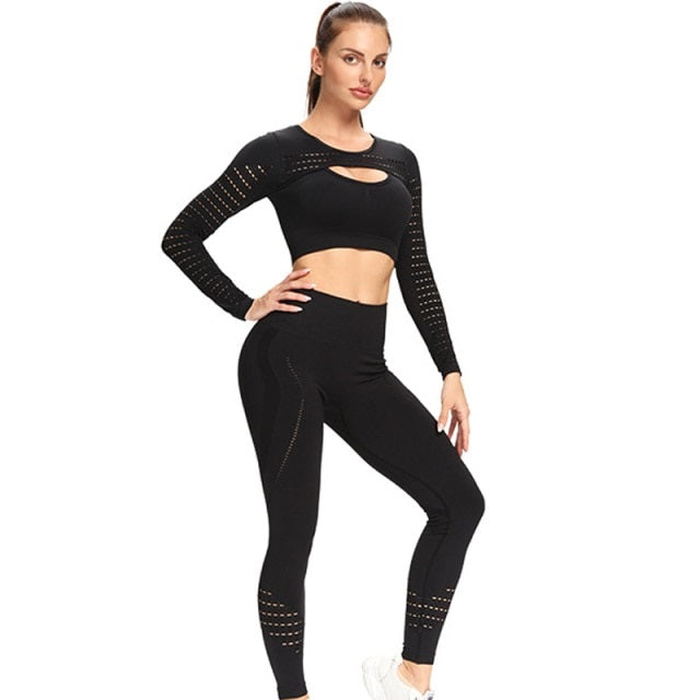 Fitness Yoga Set 2-Piece Leggings Push Up Pants Suit Sportswear Athletic Mssza