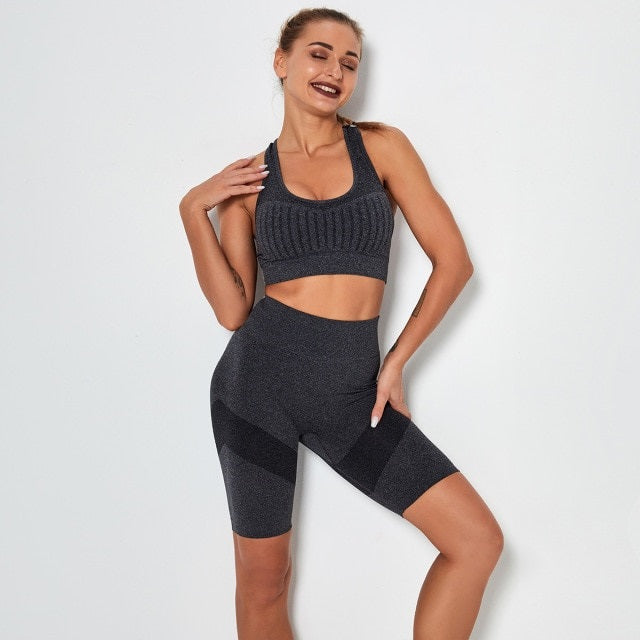 Fitness Yoga Set Gym 2-Piece Leggings Push Up Exercise Suit Athletic Mssza