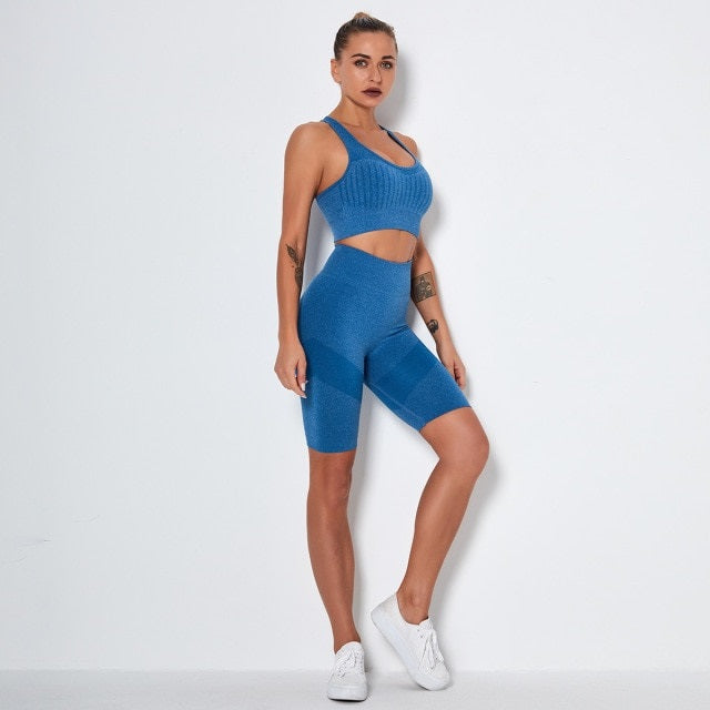 Fitness Yoga Set Gym 2-Piece Leggings Push Up Exercise Suit Athletic Mssza