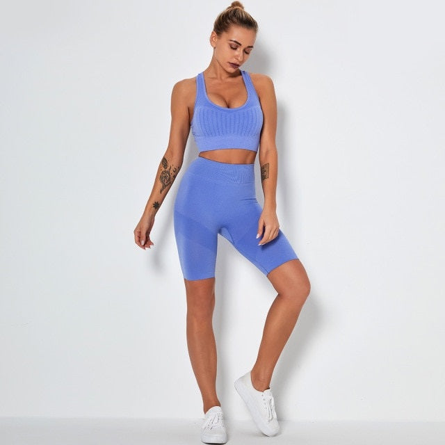 Fitness Yoga Set Gym 2-Piece Leggings Push Up Exercise Suit Athletic Mssza