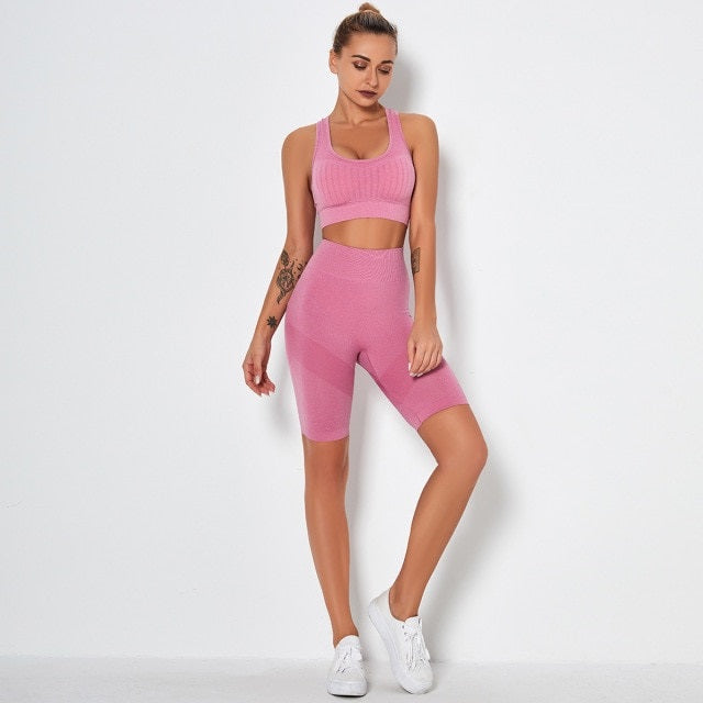 Fitness Yoga Set Gym 2-Piece Leggings Push Up Exercise Suit Athletic Mssza
