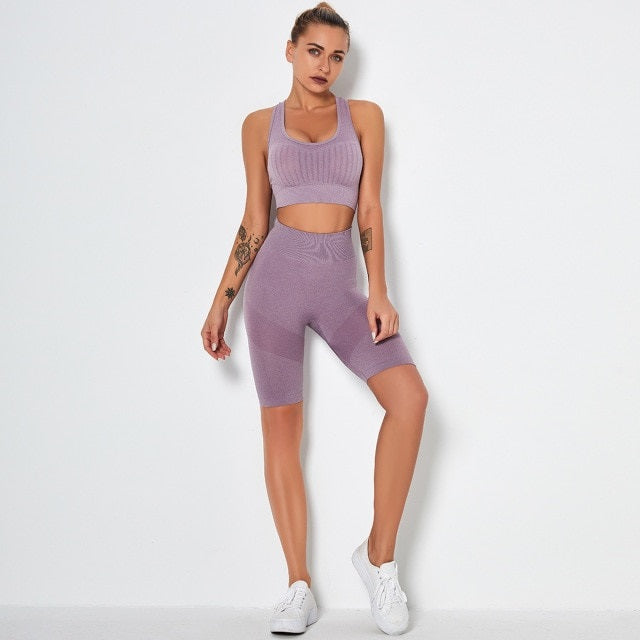 Fitness Yoga Set Gym 2-Piece Leggings Push Up Exercise Suit Athletic Mssza
