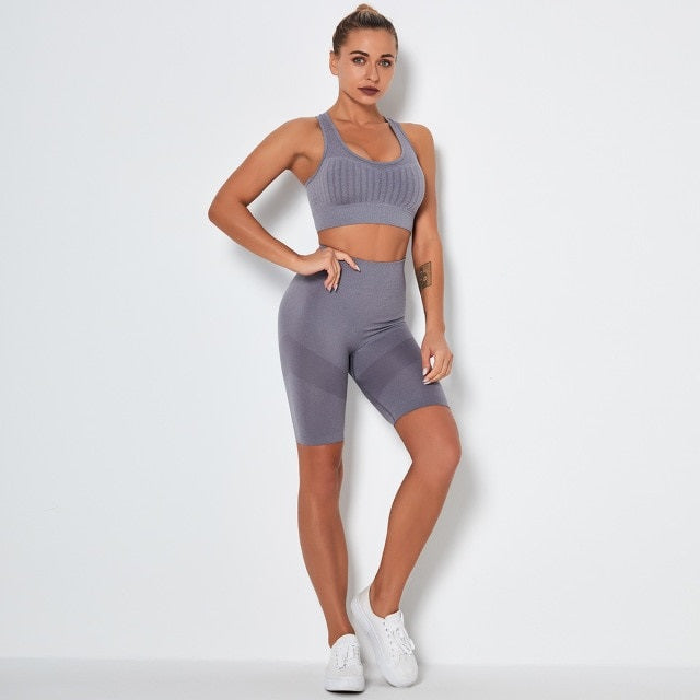 Fitness Yoga Set Gym 2-Piece Leggings Push Up Exercise Suit Athletic Mssza