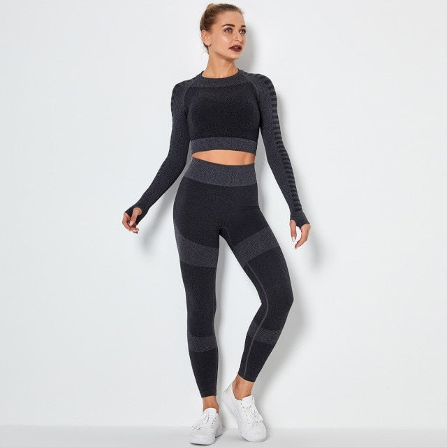 Fitness Yoga Set Gym 2-Piece Leggings Push Up Pants Suit Sportswear Mssza