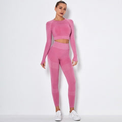Fitness Yoga Set Gym 2-Piece Leggings Push Up Pants Suit Sportswear Mssza