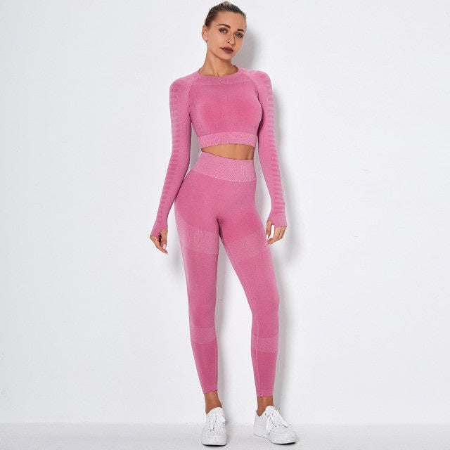 Fitness Yoga Set Gym 2-Piece Leggings Push Up Pants Suit Sportswear Mssza