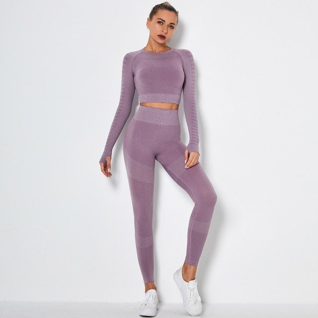 Fitness Yoga Set Gym 2-Piece Leggings Push Up Pants Suit Sportswear Mssza