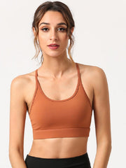 Fixed Shoulder Straps Pure Color Yoga Wear Cropped Cami Mssza