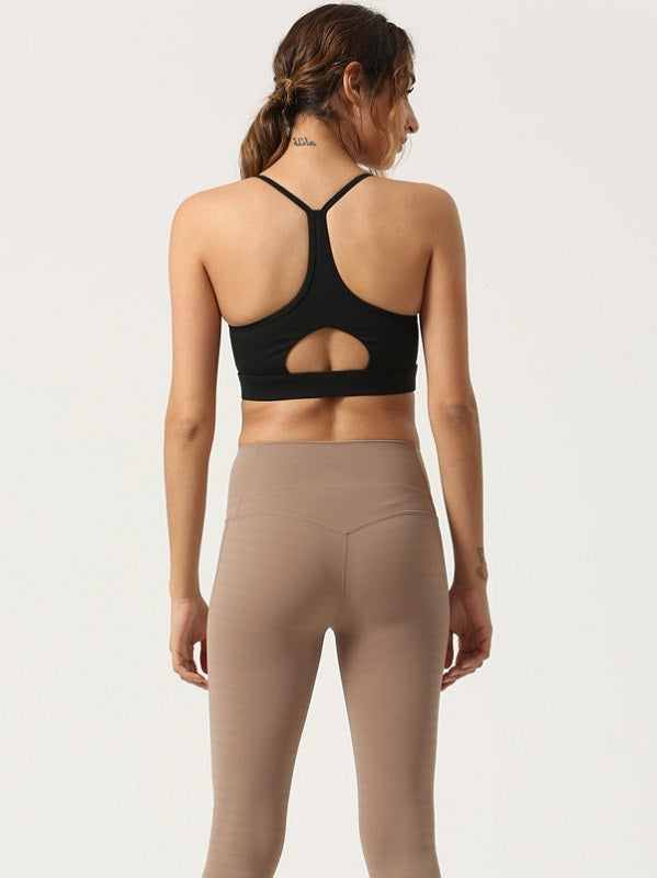 Fixed Shoulder Straps Pure Color Yoga Wear Cropped Cami Mssza