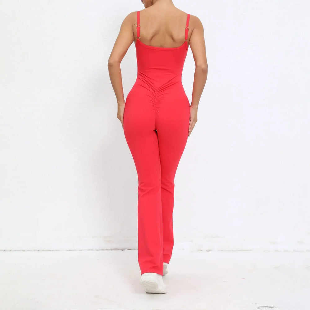 Flared Jumpsuit Padding Sports Overalls Gym Yoga Clothing Tracksuit Mssza