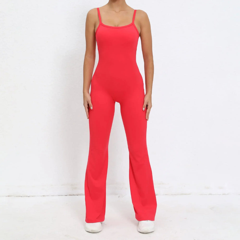 Flared Jumpsuit Padding Sports Overalls Gym Yoga Clothing Tracksuit Mssza