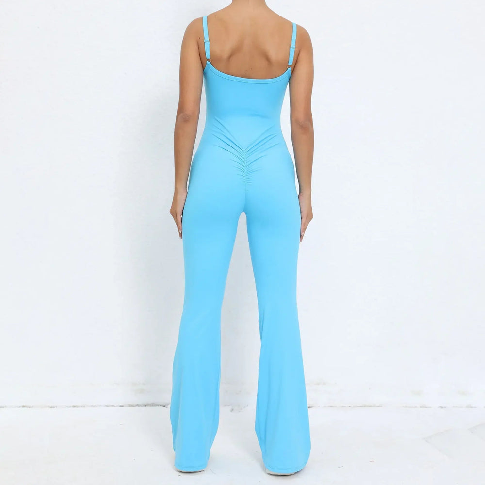 Flared Jumpsuit Padding Sports Overalls Gym Yoga Clothing Tracksuit Mssza