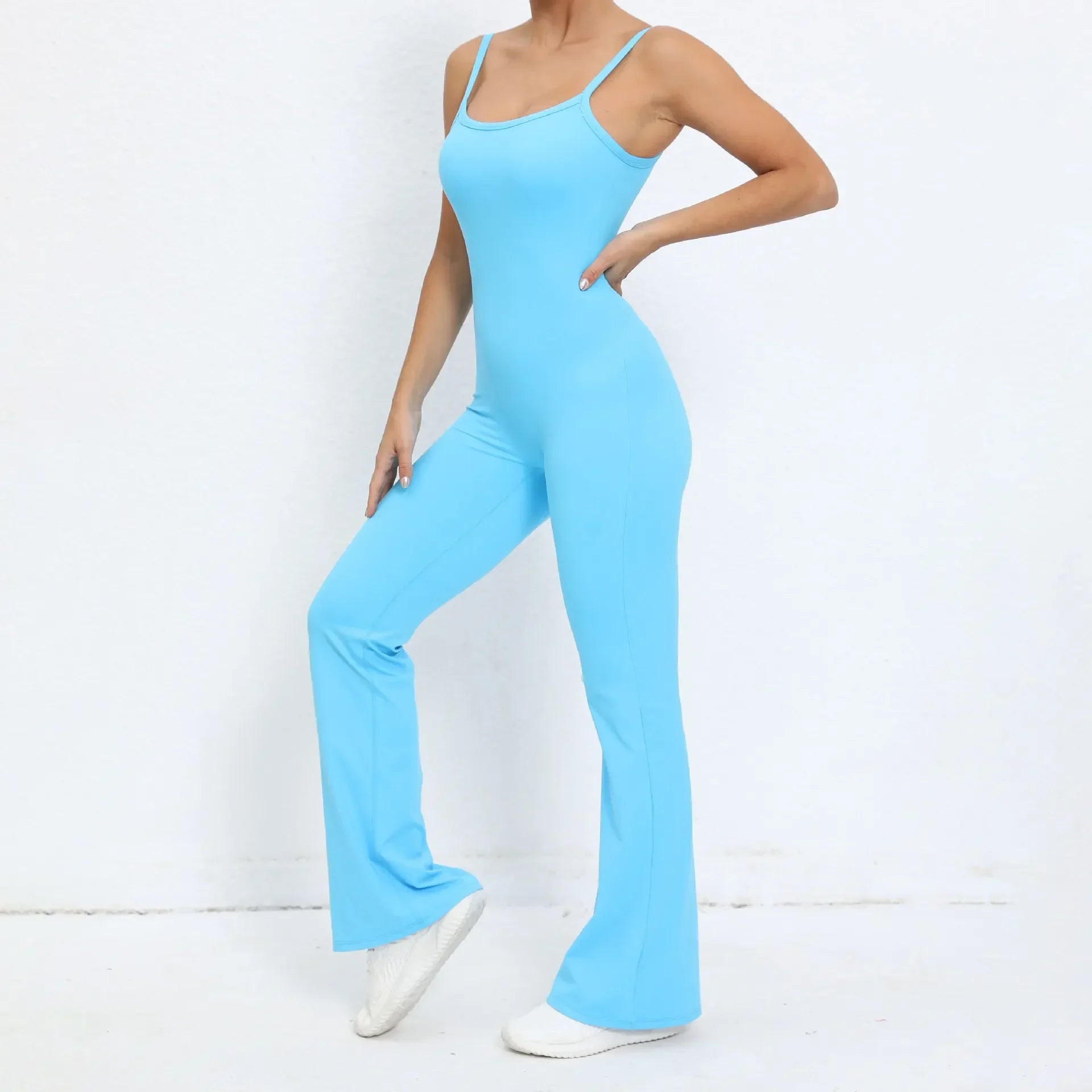 Flared Jumpsuit Padding Sports Overalls Gym Yoga Clothing Tracksuit Mssza