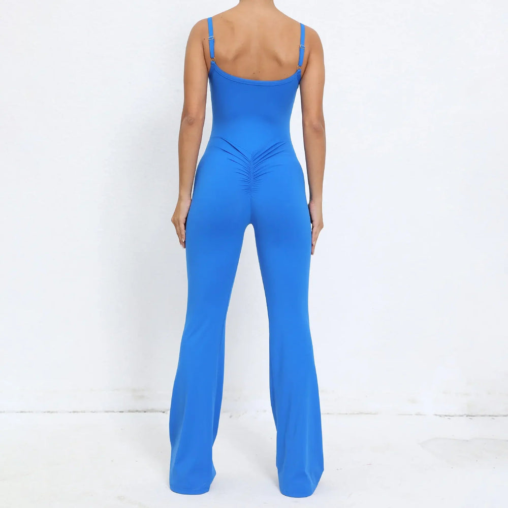 Flared Jumpsuit Padding Sports Overalls Gym Yoga Clothing Tracksuit Mssza