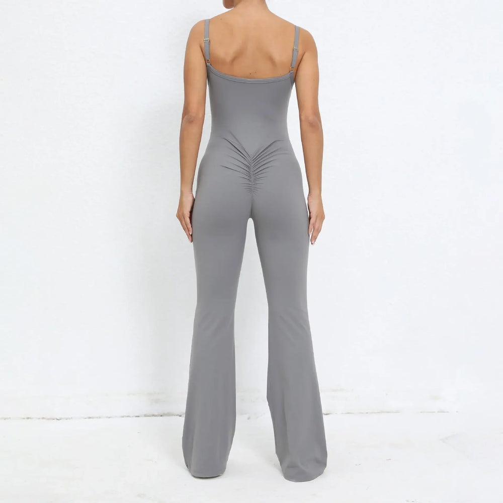 Flared Jumpsuit Padding Sports Overalls Gym Yoga Clothing Tracksuit Mssza