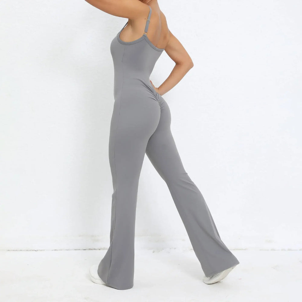 Flared Jumpsuit Padding Sports Overalls Gym Yoga Clothing Tracksuit Mssza