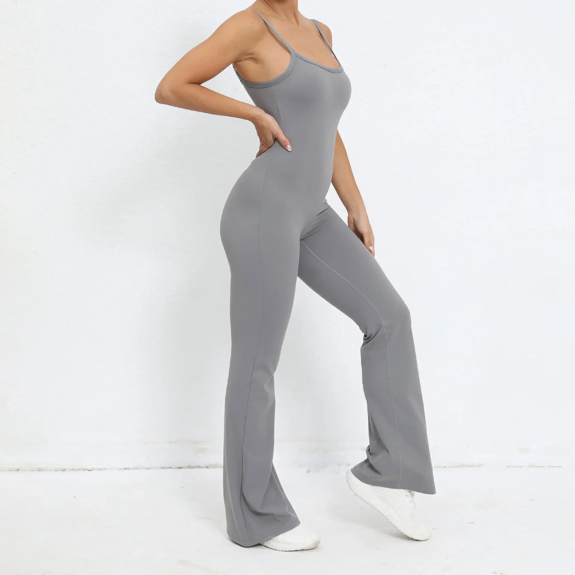 Flared Jumpsuit Padding Sports Overalls Gym Yoga Clothing Tracksuit Mssza