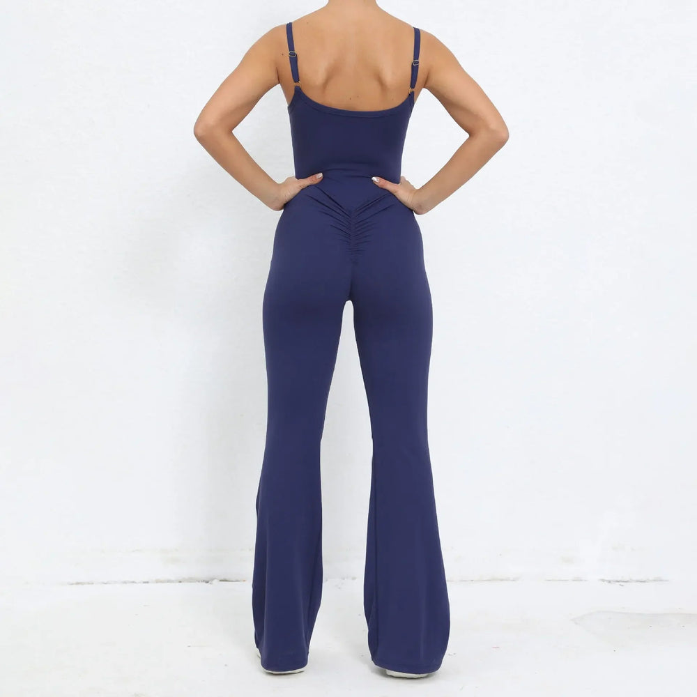 Flared Jumpsuit Padding Sports Overalls Gym Yoga Clothing Tracksuit Mssza