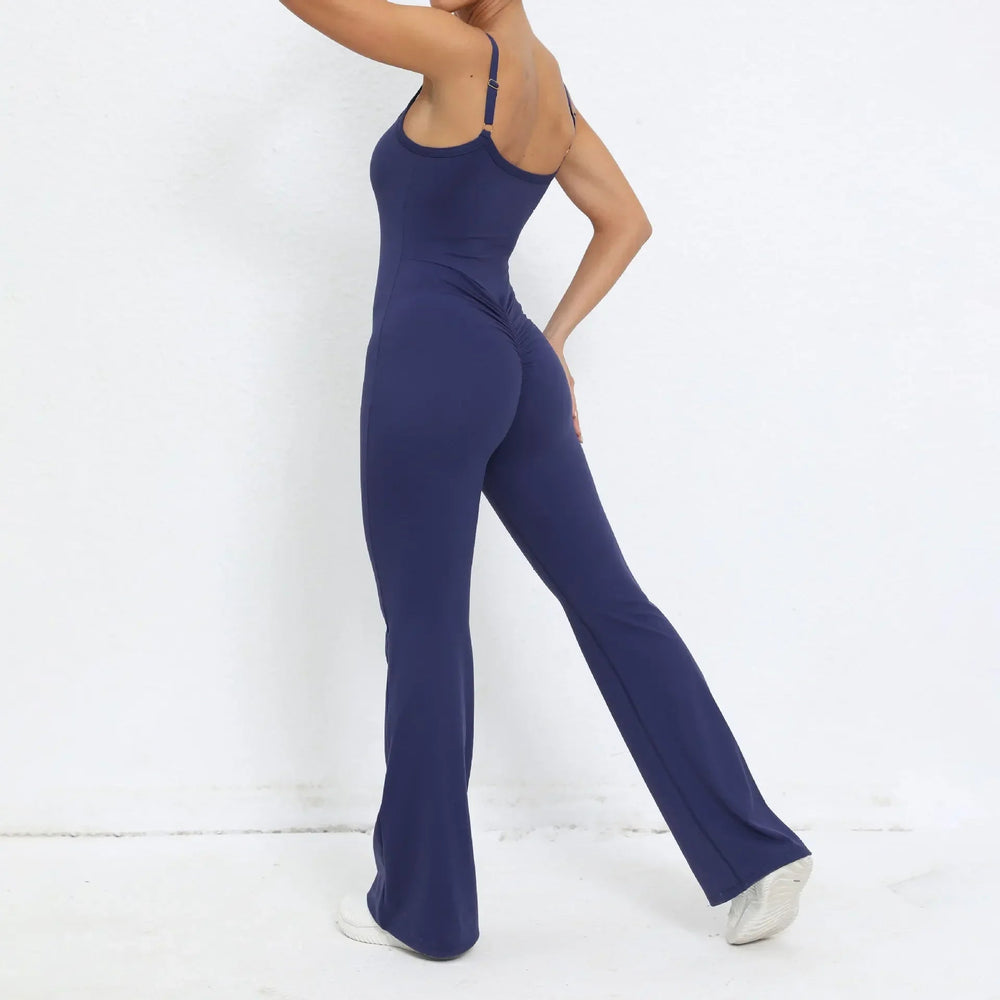 Flared Jumpsuit Padding Sports Overalls Gym Yoga Clothing Tracksuit Mssza