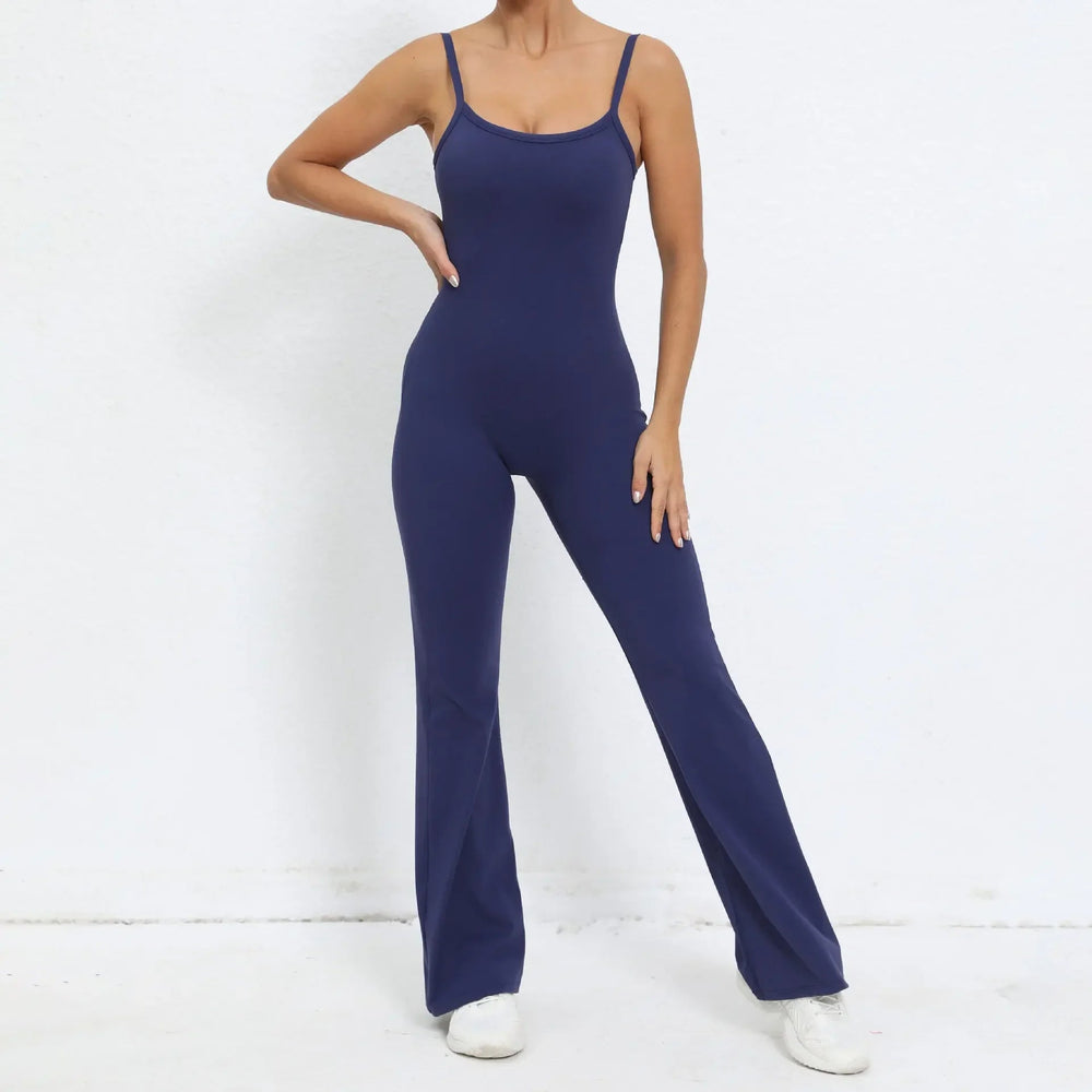 Flared Jumpsuit Padding Sports Overalls Gym Yoga Clothing Tracksuit Mssza