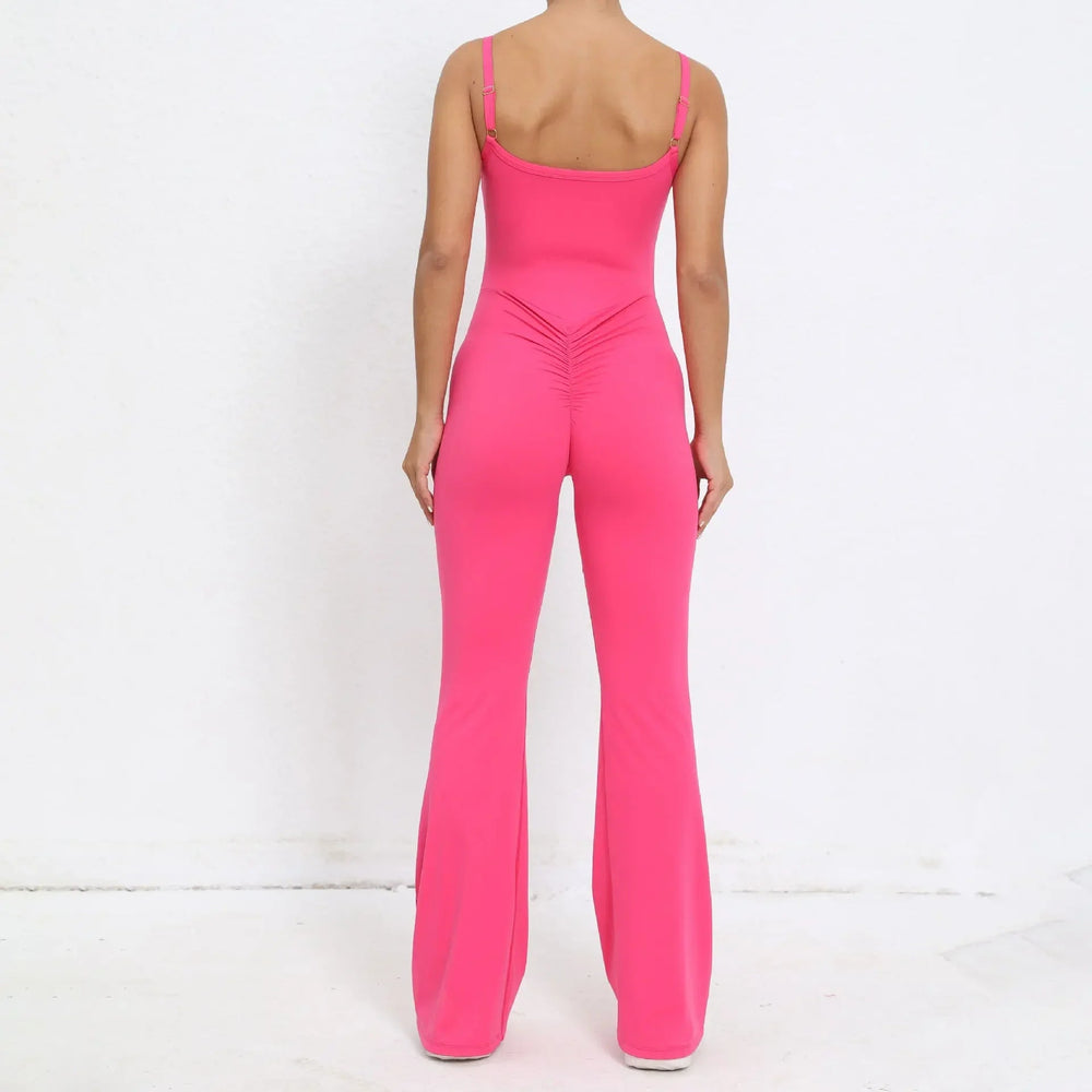 Flared Jumpsuit Padding Sports Overalls Gym Yoga Clothing Tracksuit Mssza