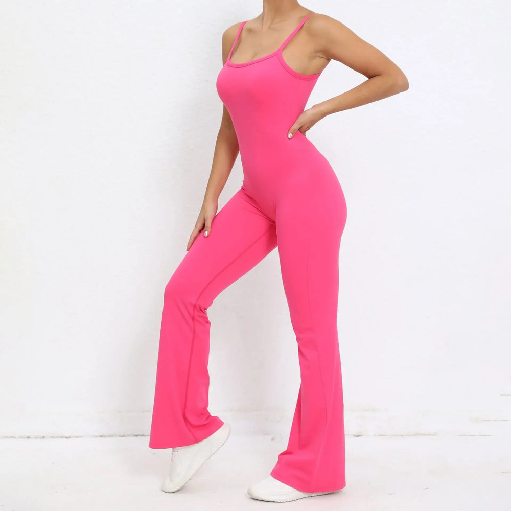 Flared Jumpsuit Padding Sports Overalls Gym Yoga Clothing Tracksuit Mssza
