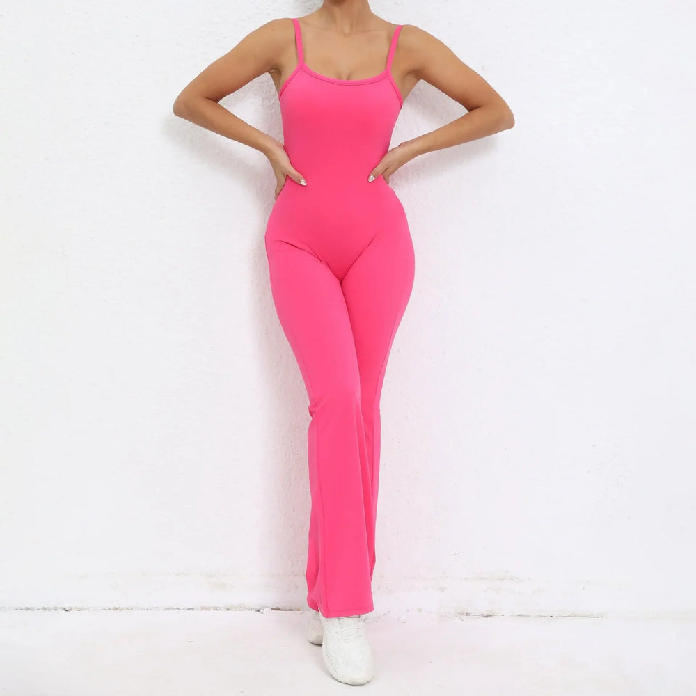 Flared Jumpsuit Padding Sports Overalls Gym Yoga Clothing Tracksuit Mssza