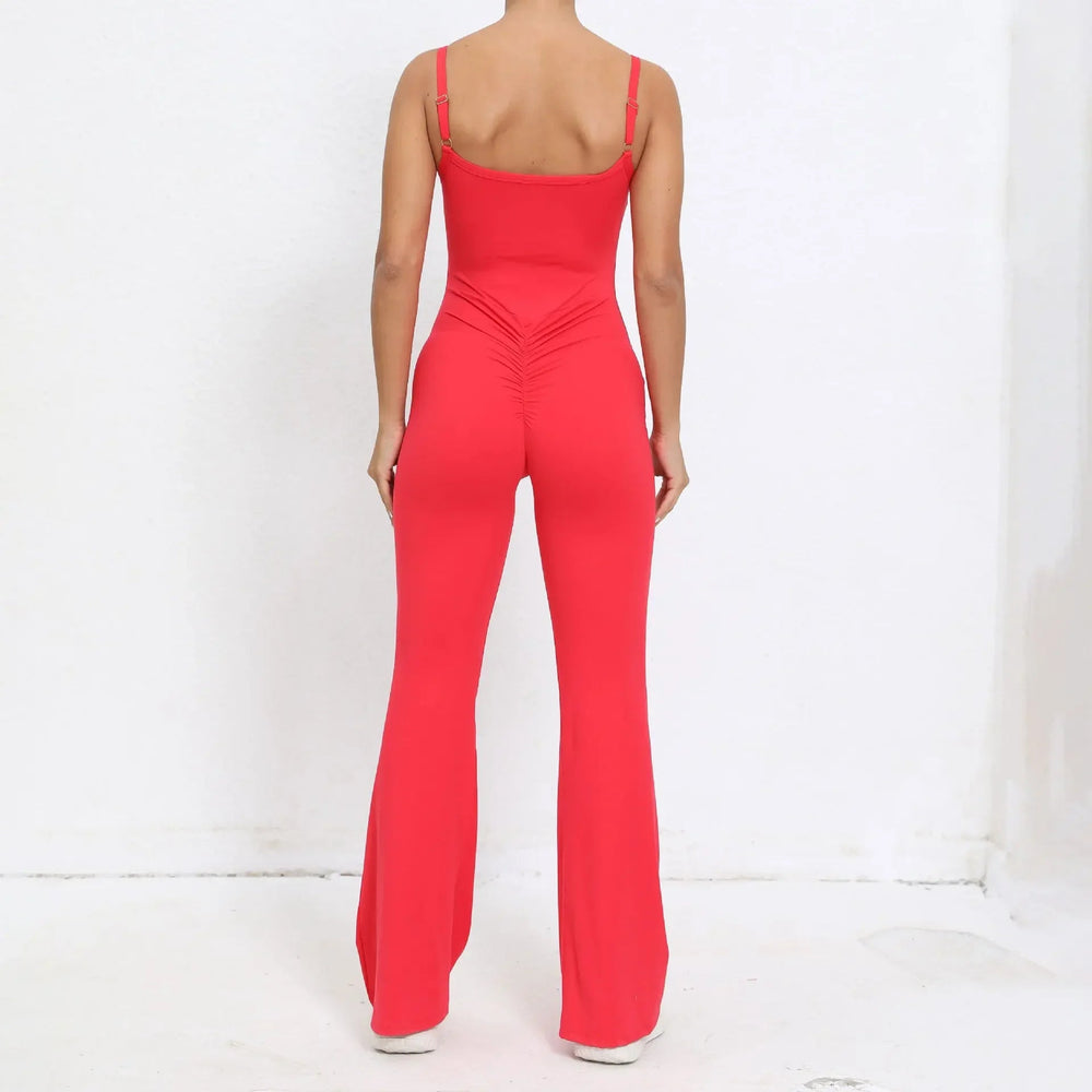 Flared Jumpsuit Padding Sports Overalls Gym Yoga Clothing Tracksuit Mssza