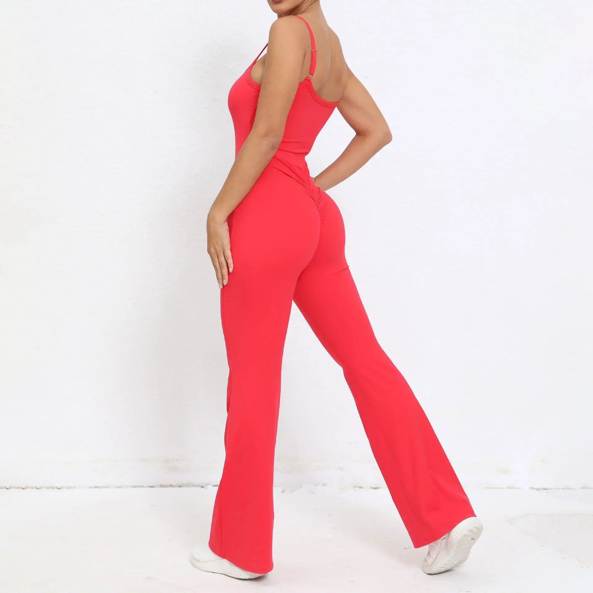 Flared Jumpsuit Padding Sports Overalls Gym Yoga Clothing Tracksuit Mssza