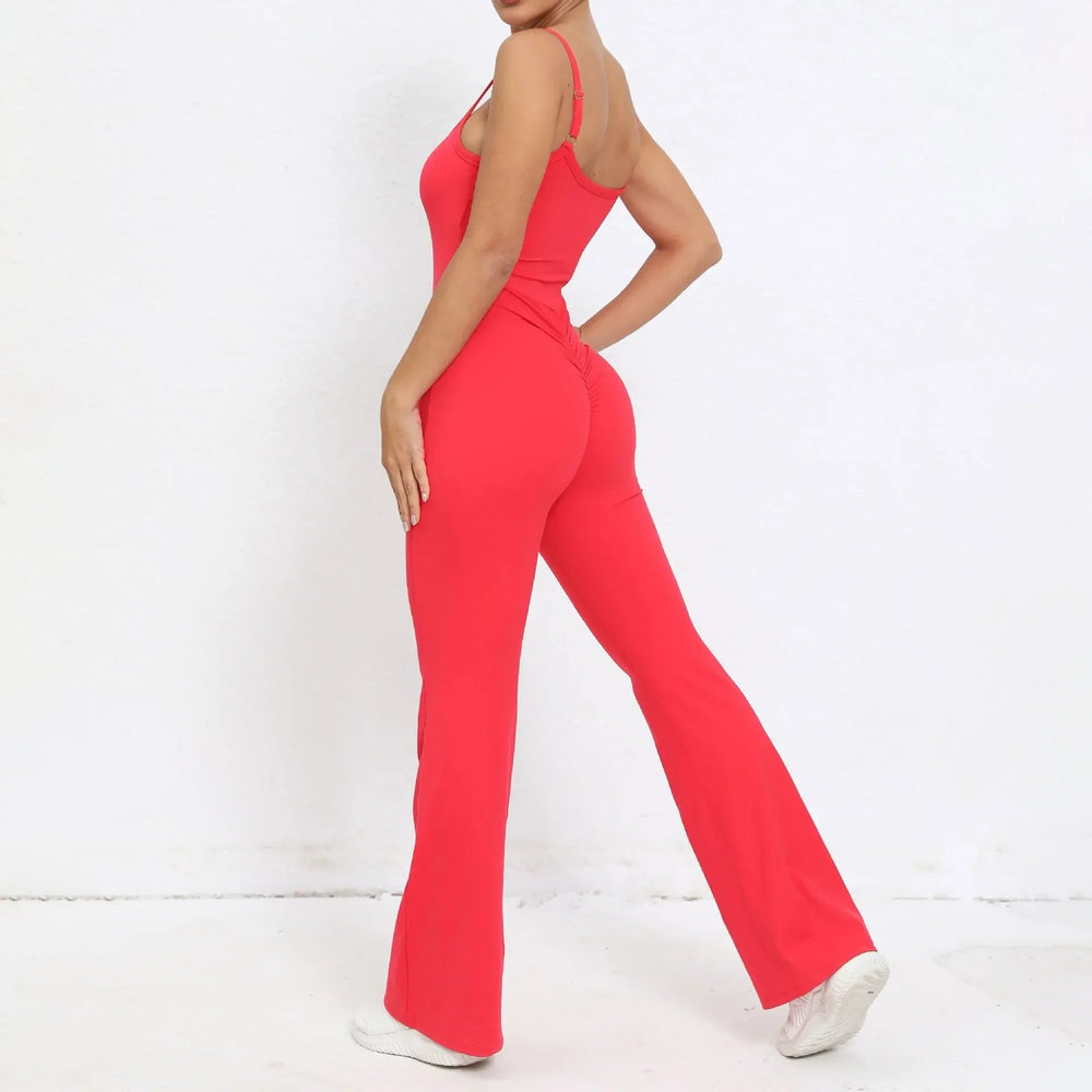Flared Jumpsuit Padding Sports Overalls Gym Yoga Clothing Tracksuit Mssza
