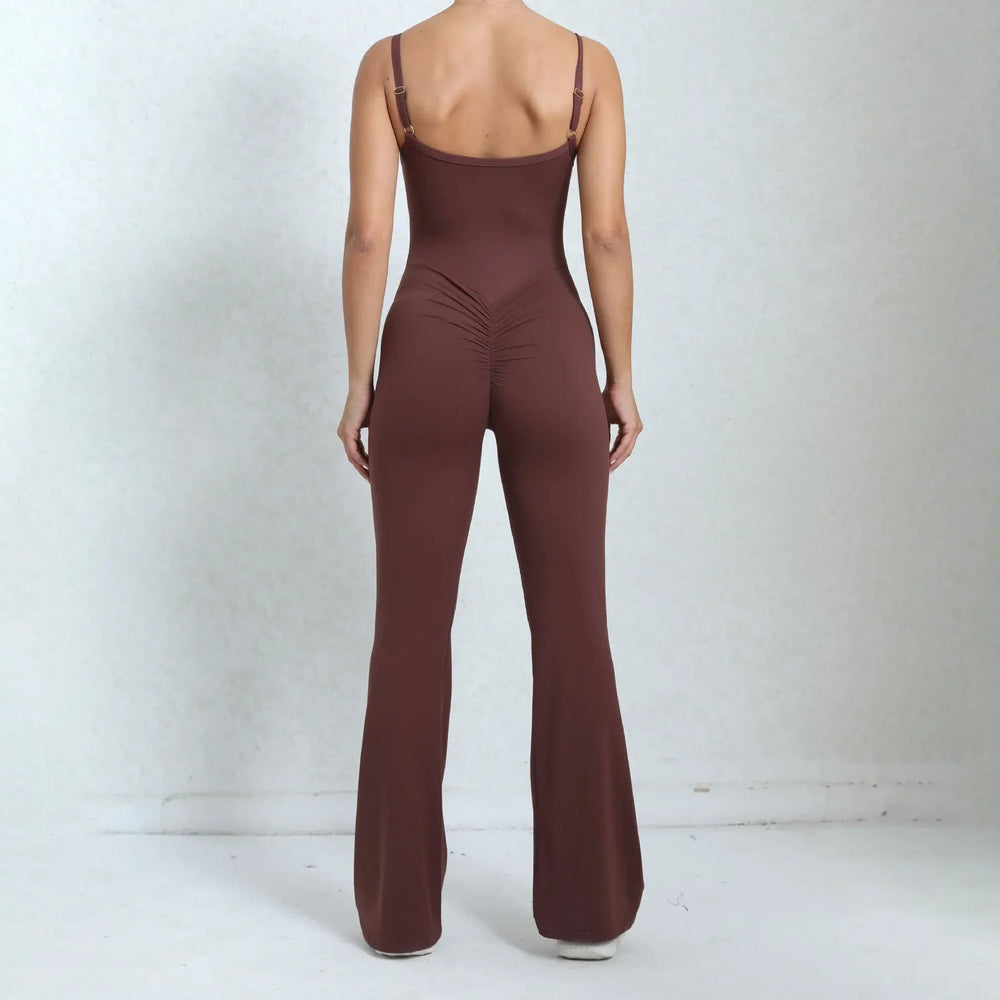 Flared Jumpsuit Padding Sports Overalls Gym Yoga Clothing Tracksuit Mssza