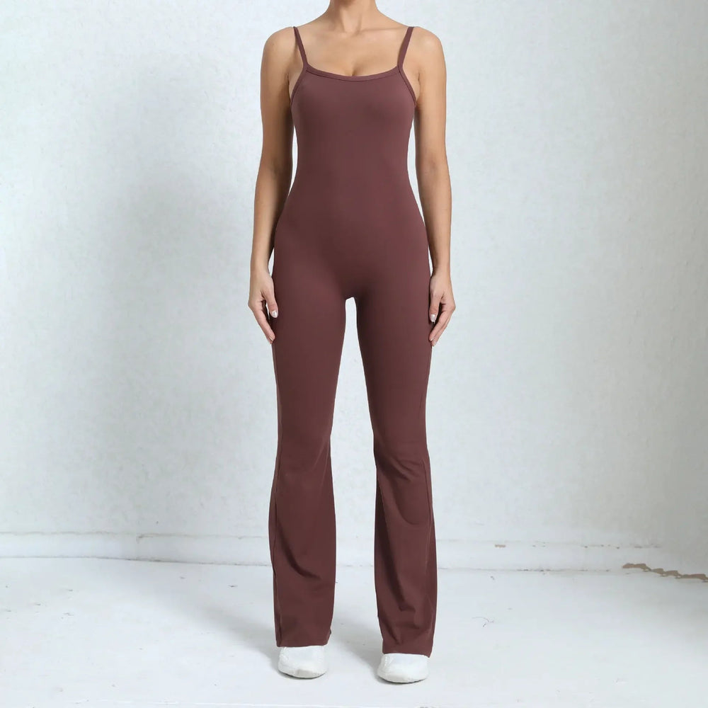 Flared Jumpsuit Padding Sports Overalls Gym Yoga Clothing Tracksuit Mssza