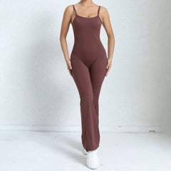 Flared Jumpsuit Padding Sports Overalls Gym Yoga Clothing Tracksuit Mssza